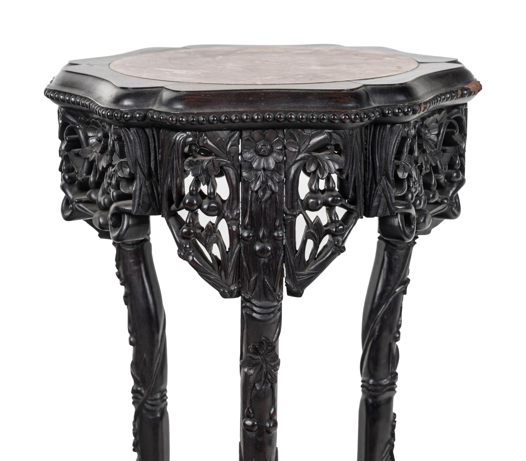 Two Chinese Export Marble Inset Rosewood Furniture