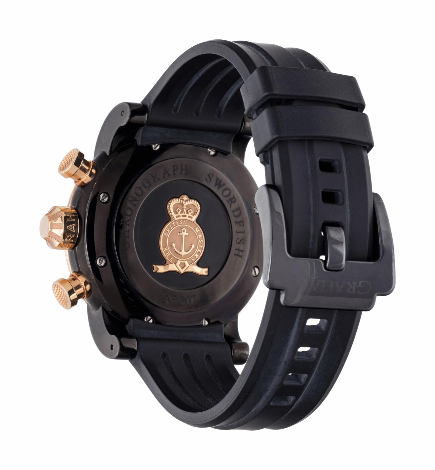 GRAHAM, 18K PINK GOLD AND BLACKENED STEEL LIMITED EDITION 'SWORDFISH' CHRONOGRAPH WRISTWATCH