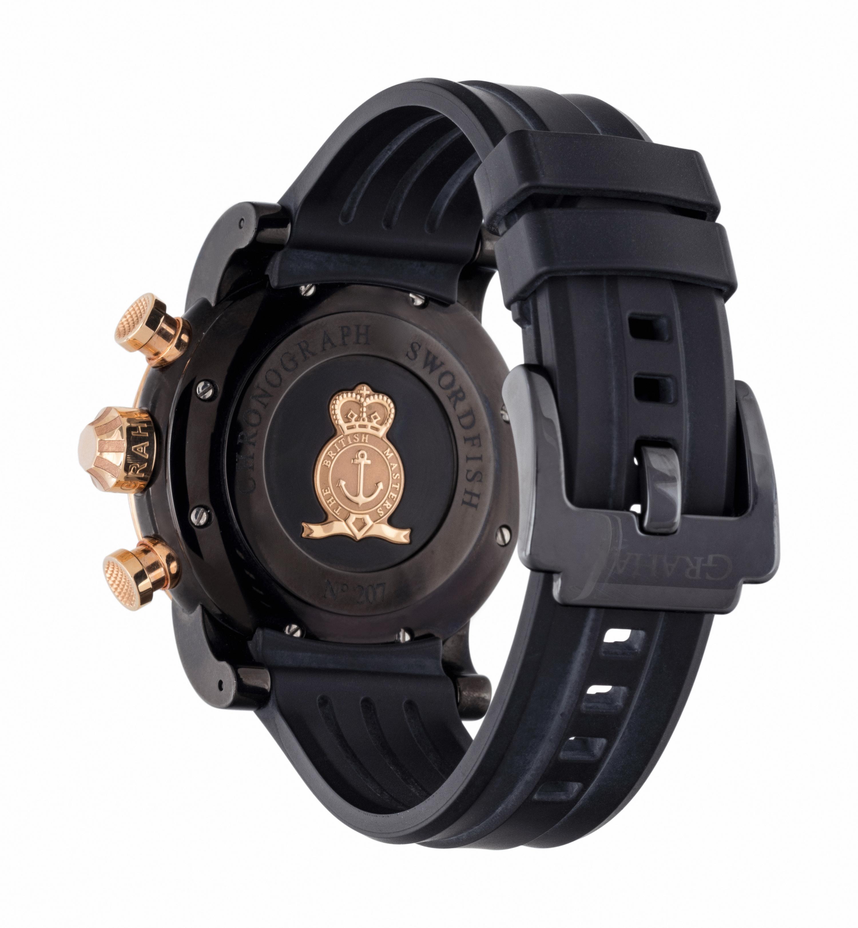 GRAHAM, 18K PINK GOLD AND BLACKENED STEEL LIMITED EDITION 'SWORDFISH' CHRONOGRAPH WRISTWATCH