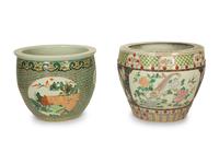 Two Chinese Export Famille Rose Porcelain Fishbowls