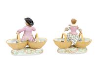 A Pair of Meissen Porcelain Basket Figures