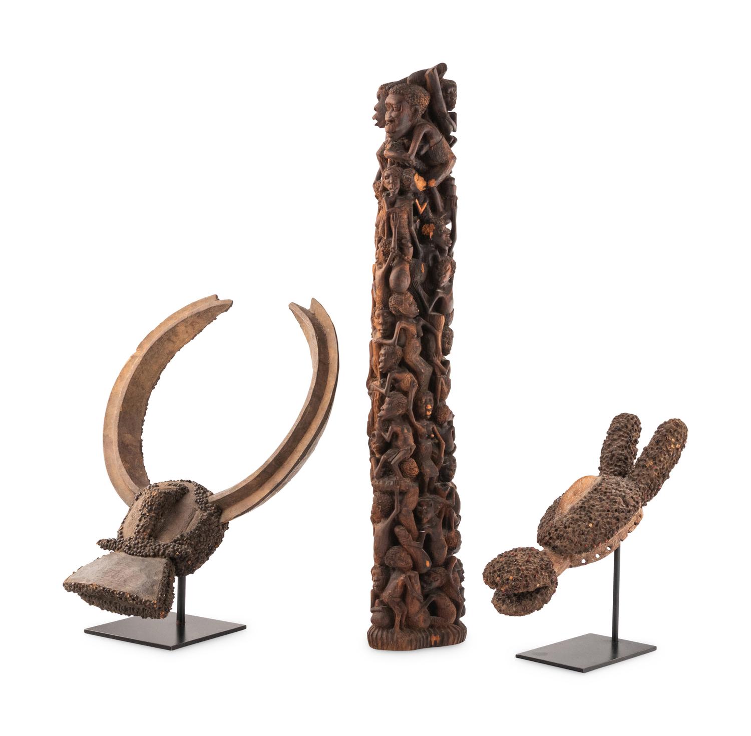 A Group of Thee Carved African Objects