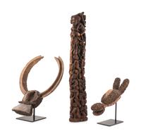 A Group of Thee Carved African Objects