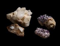 A Group of Four Large Quartz and Amethyst Specimens