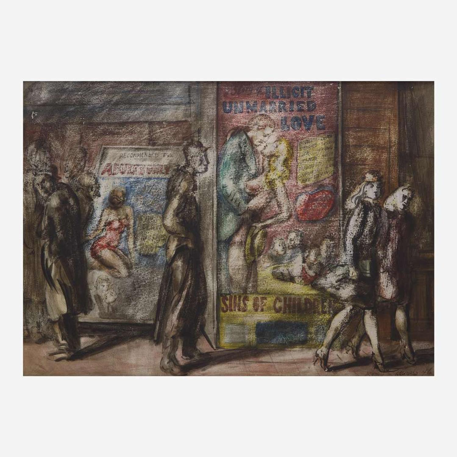 Reginald Marsh (American, 1898-1954) 42nd St Movies, 1946