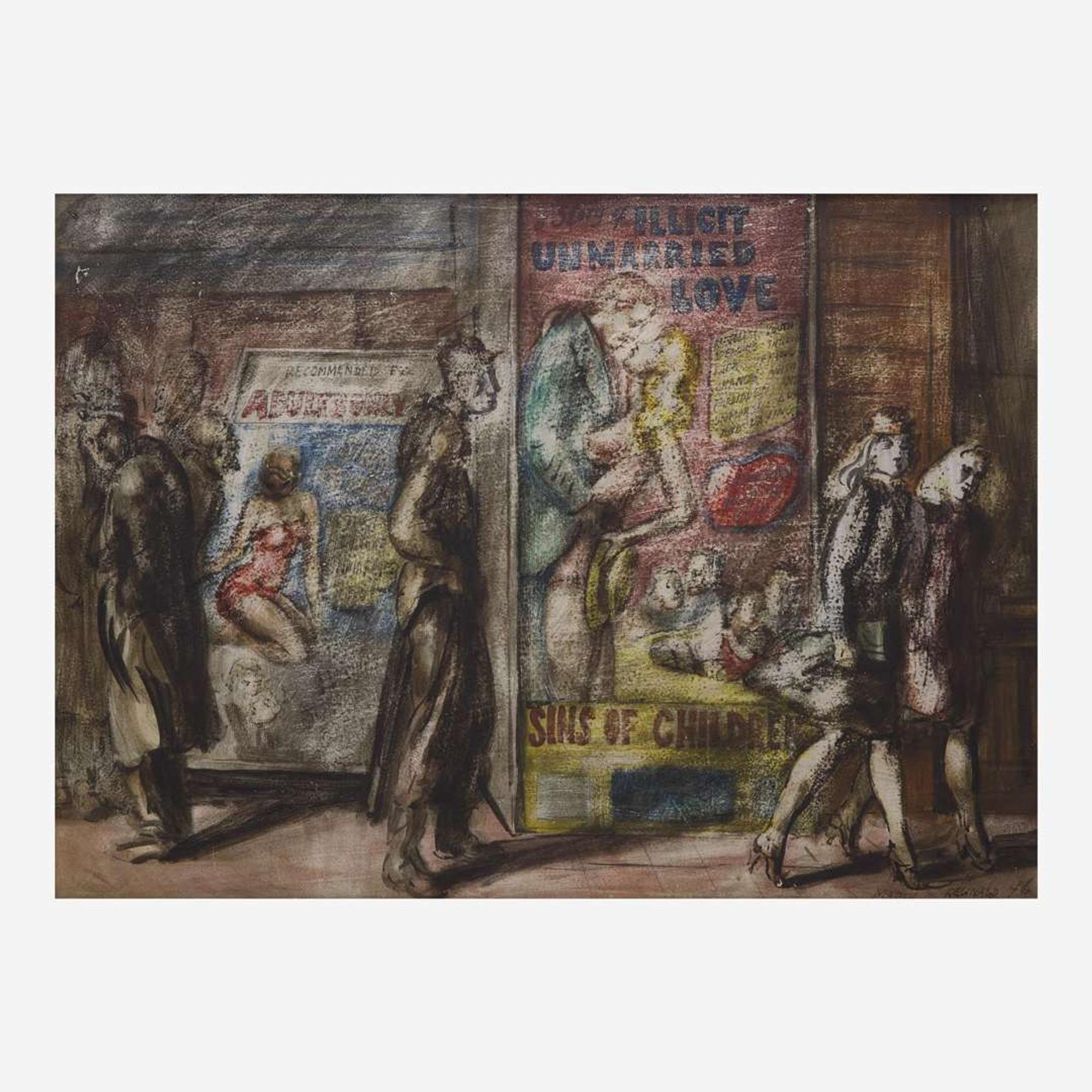 Reginald Marsh (American, 1898-1954) 42nd St Movies, 1946