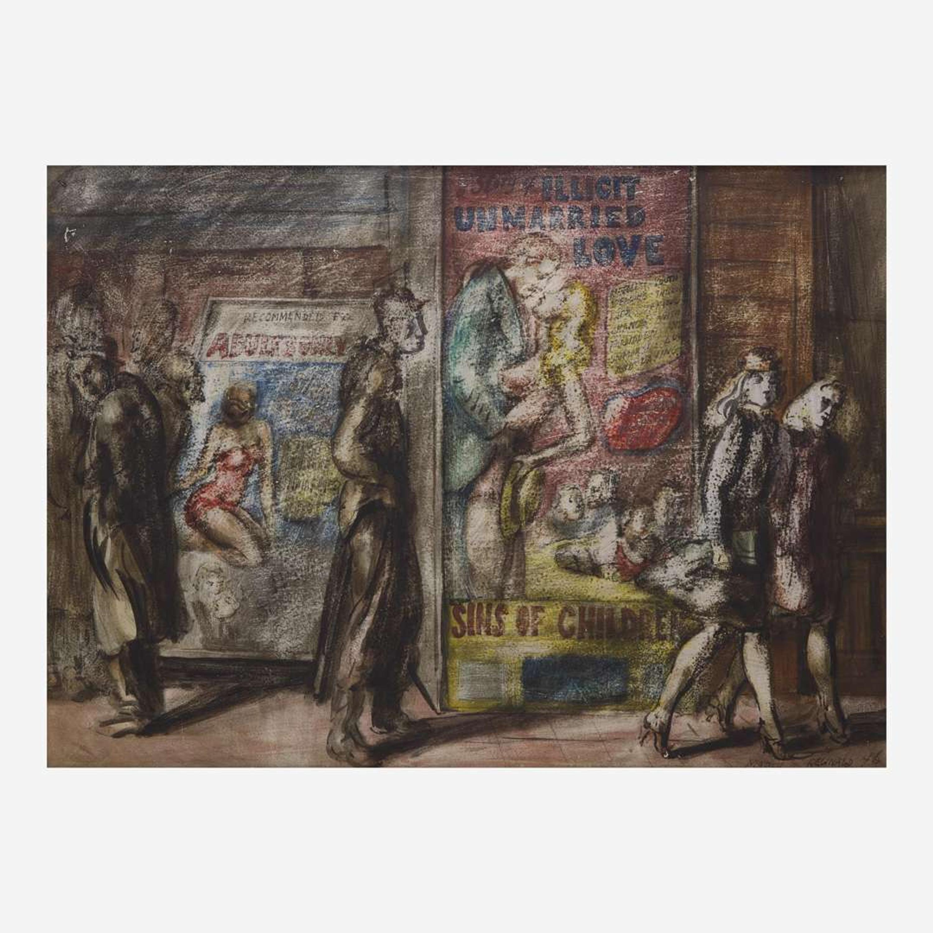 Reginald Marsh (American, 1898-1954) 42nd St Movies, 1946
