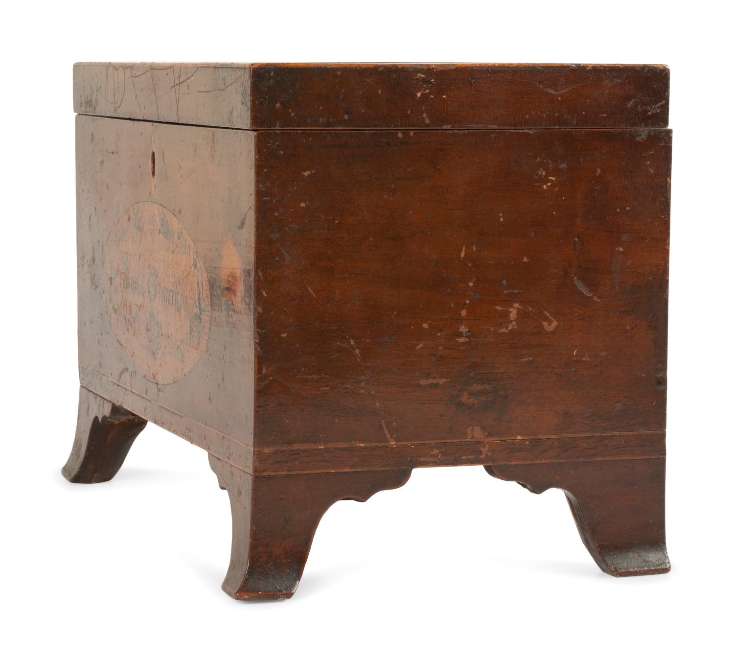 A Federal Stencil Decorated Mahogany Tea Caddy