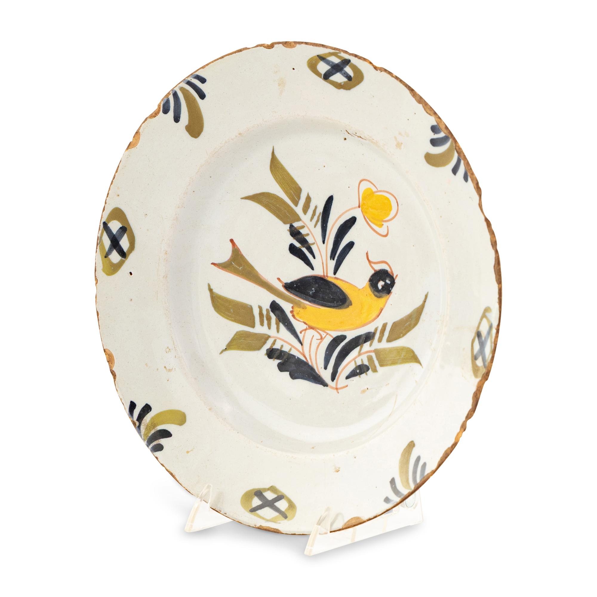 An English Delftware Polychrome Decorated Plate