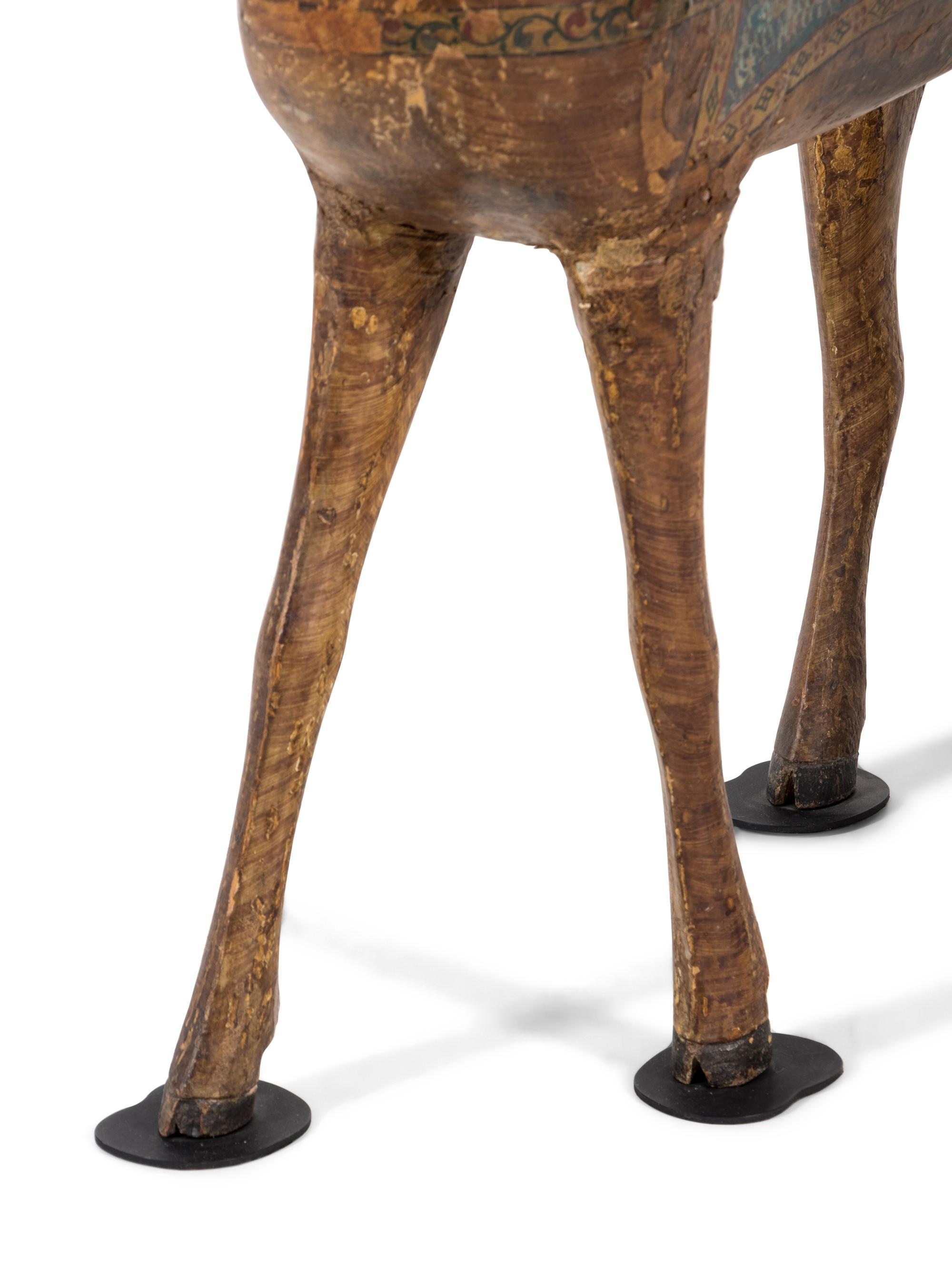 A Pair of Indian Painted Wood Models of Deer