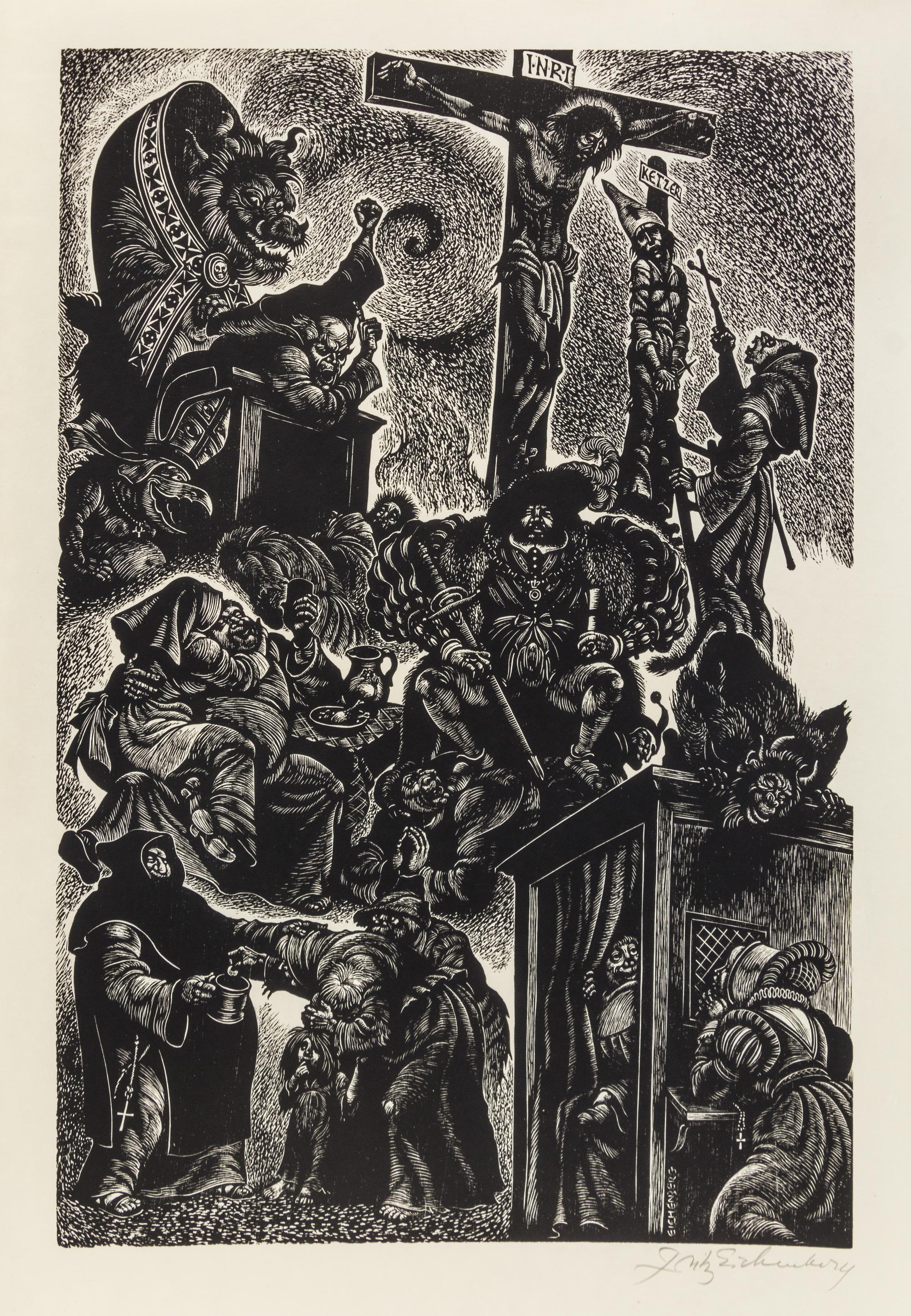 Fritz Eichenberg, (American, 1901-1990), In Praise of Folly, 1972 (portfolio of 10 with text and justification)