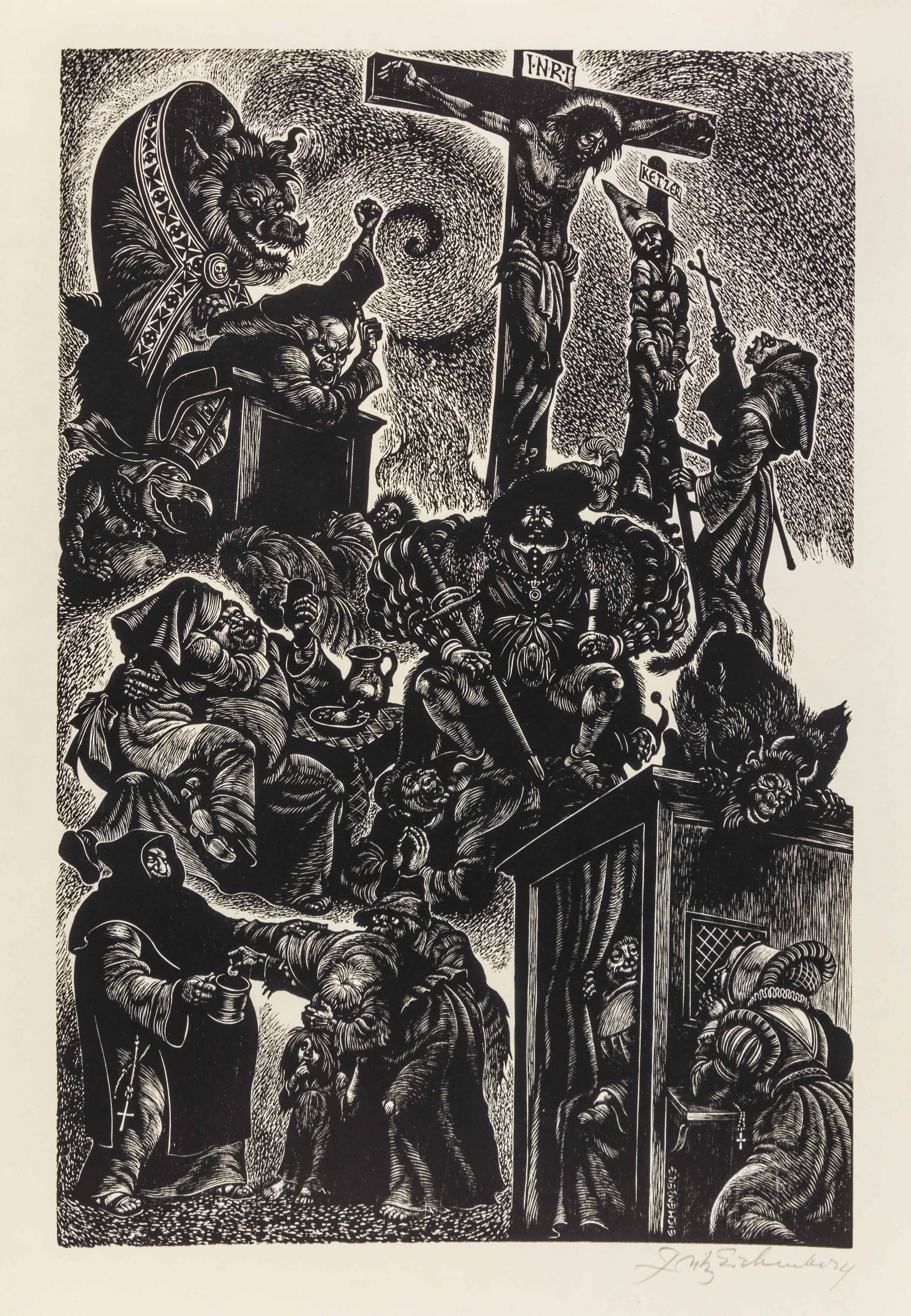 Fritz Eichenberg, (American, 1901-1990), In Praise of Folly, 1972 (portfolio of 10 with text and justification)