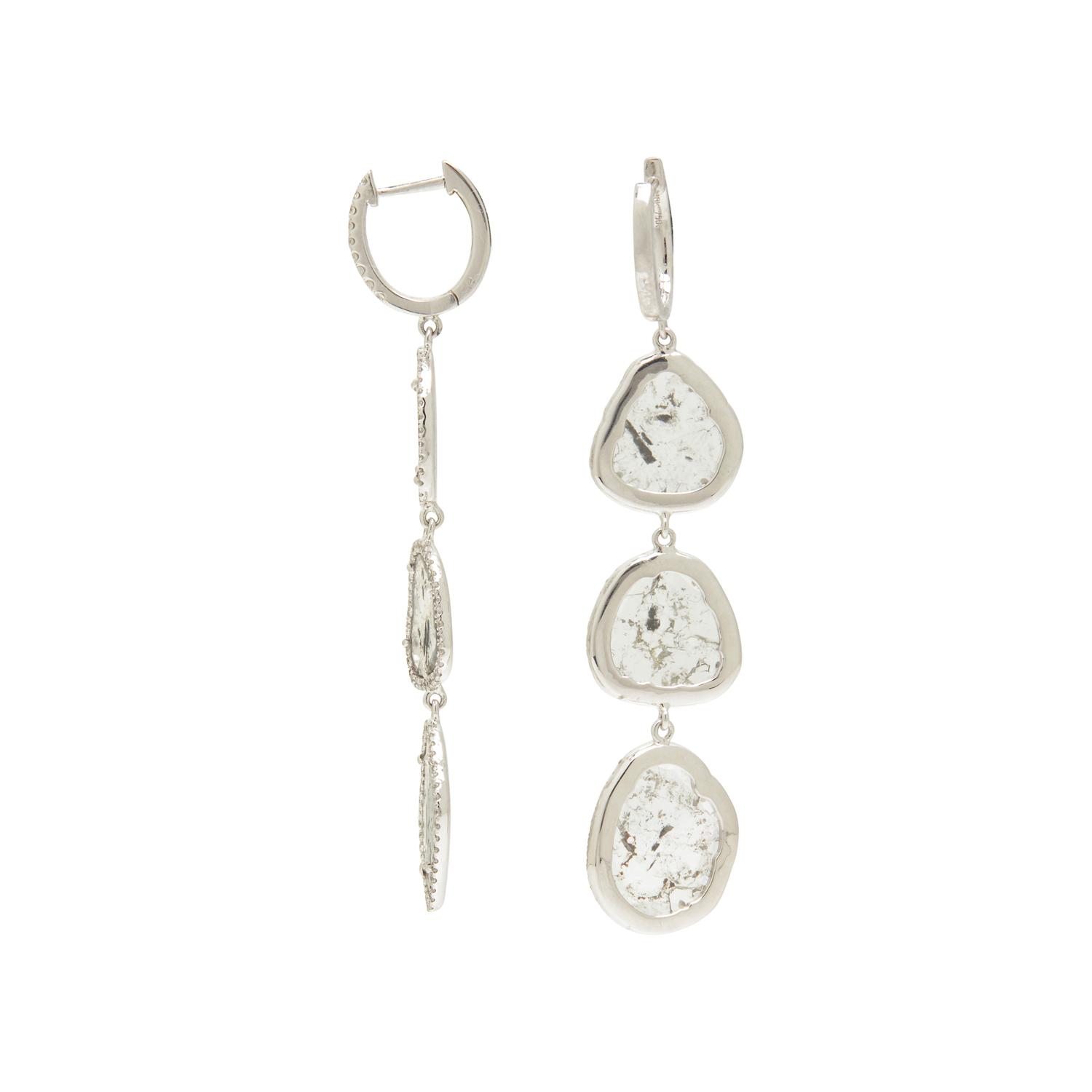 WHITE GOLD TIERED DIAMOND SLICE EARRINGS
