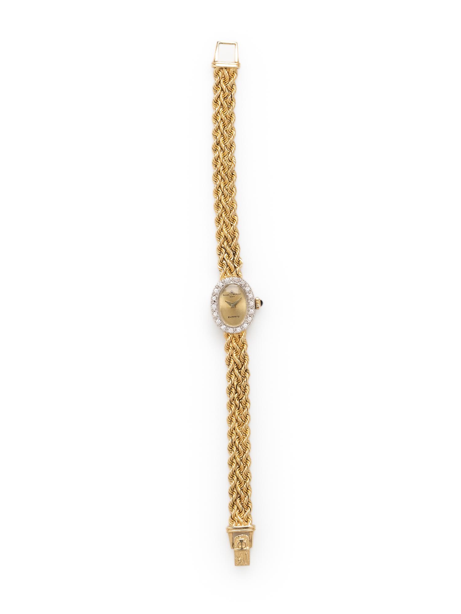 BAUME & MERCIER, YELLOW GOLD AND DIAMOND WATCH