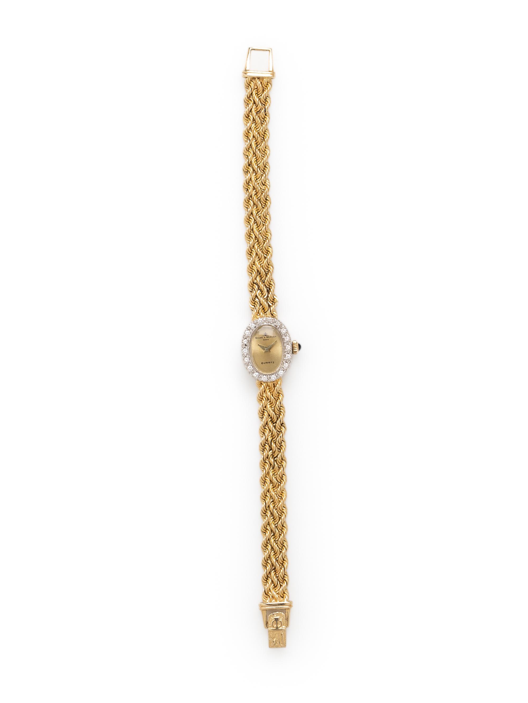 BAUME & MERCIER, YELLOW GOLD AND DIAMOND WATCH