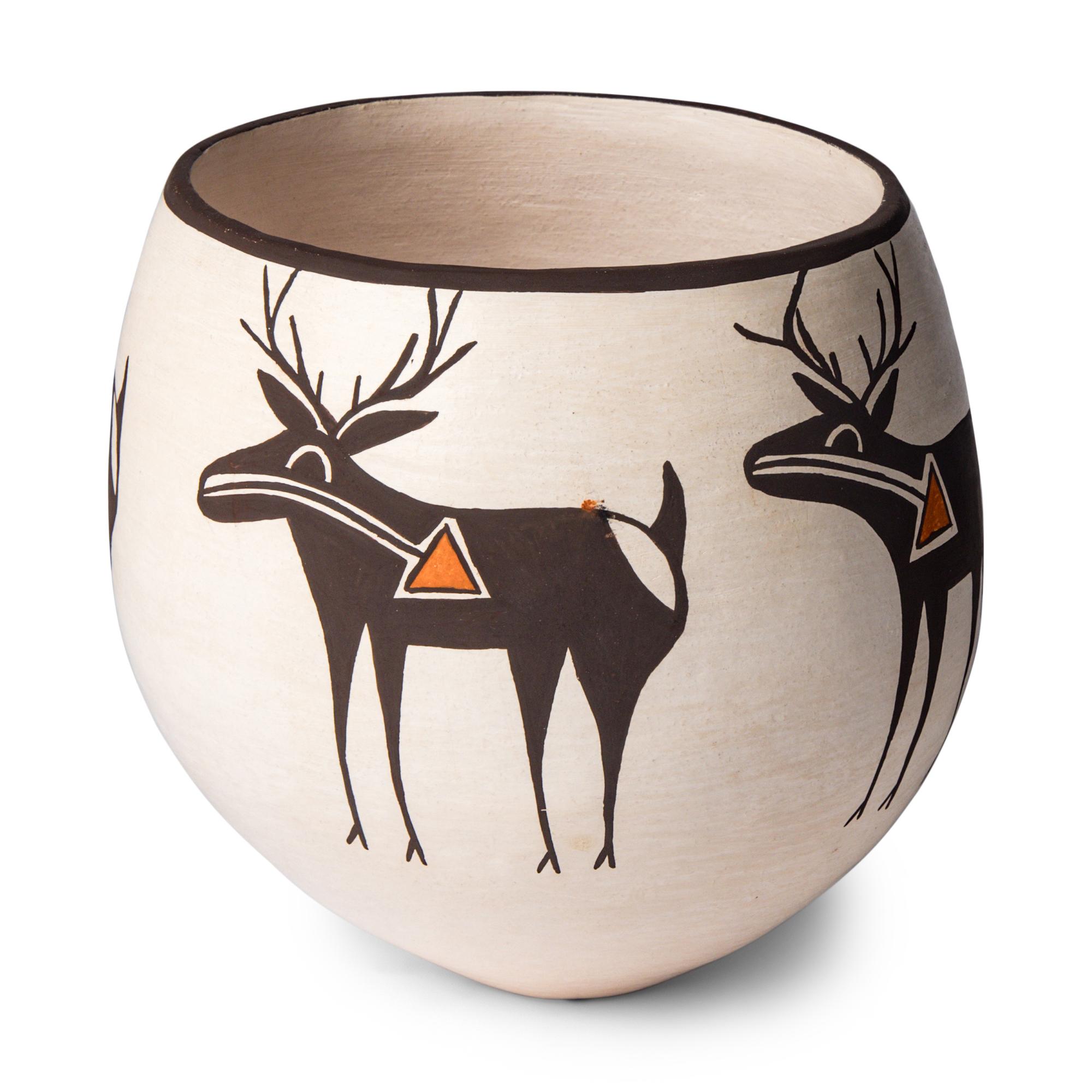 Lucy Lewis (Acoma, 1890-1992) — Pottery Bowl, with Heartline Deer