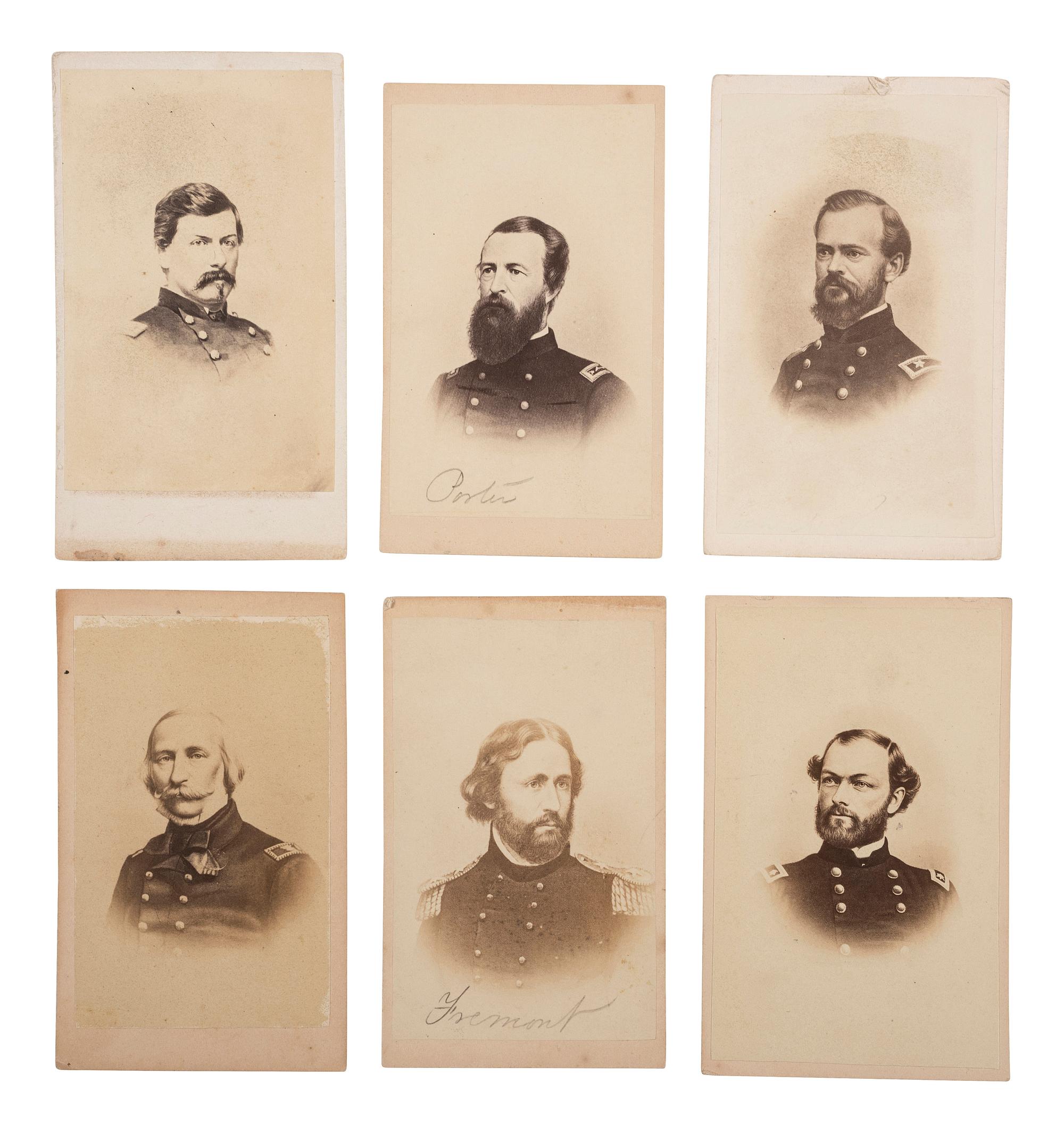 [CIVIL WAR]. A group of CDV engraved portraits of war era generals and military men, including: