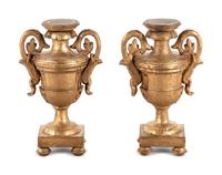 A Pair of Italian Giltwood Urns