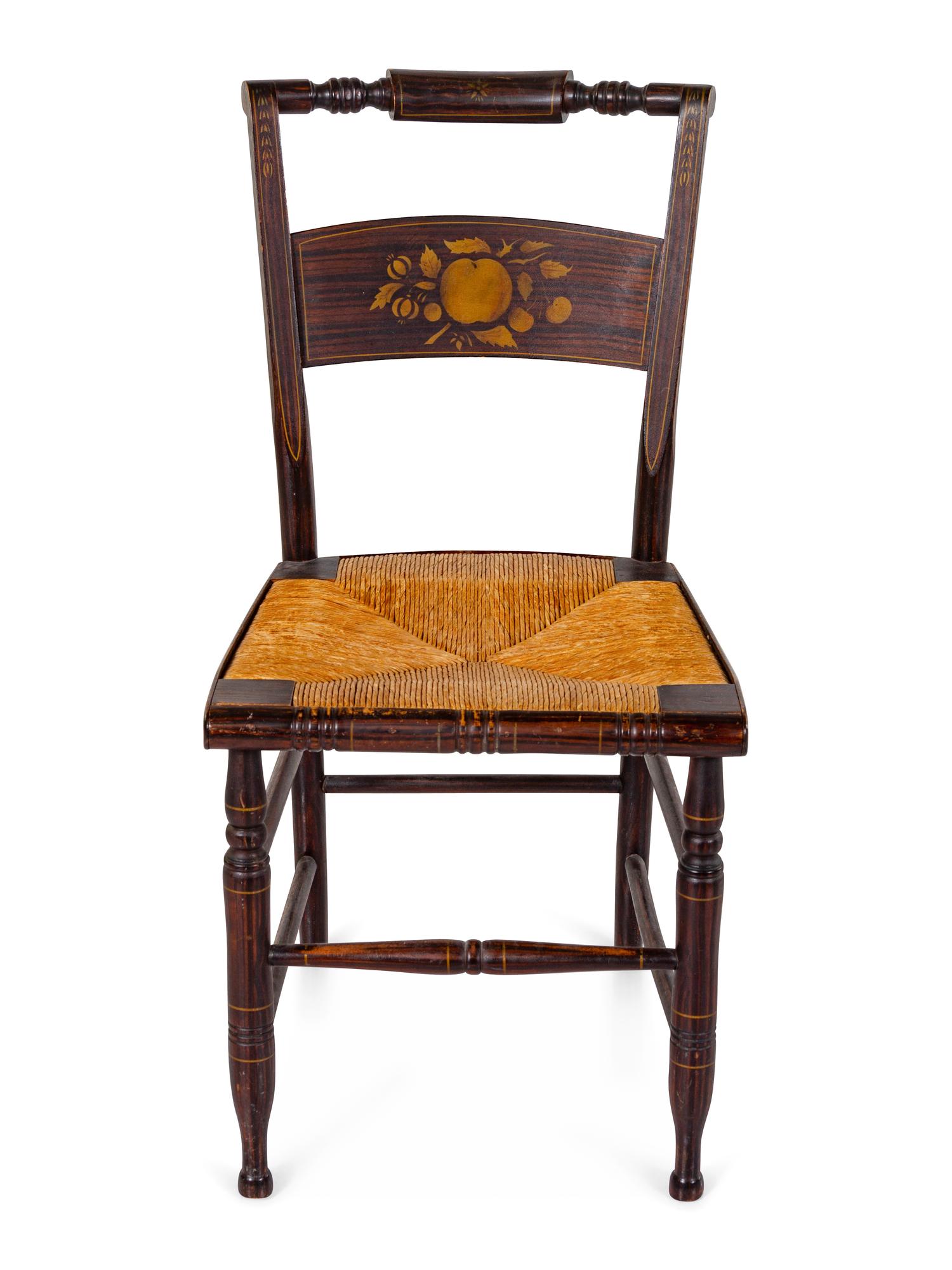 Three Grain-Painted and Gilt Stencil-Decorated Hitchcock Side Chairs
