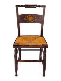Three Grain-Painted and Gilt Stencil-Decorated Hitchcock Side Chairs