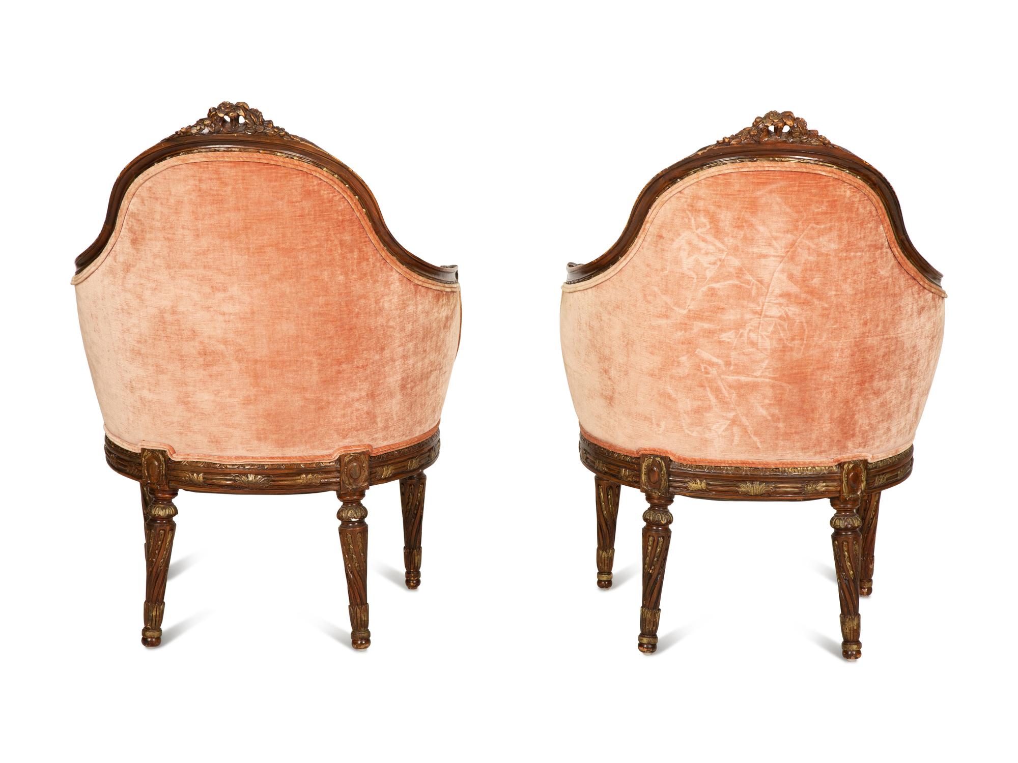 A Pair of Régence Style Carved and Parcel Gilt Bergères — 19th/20th Century