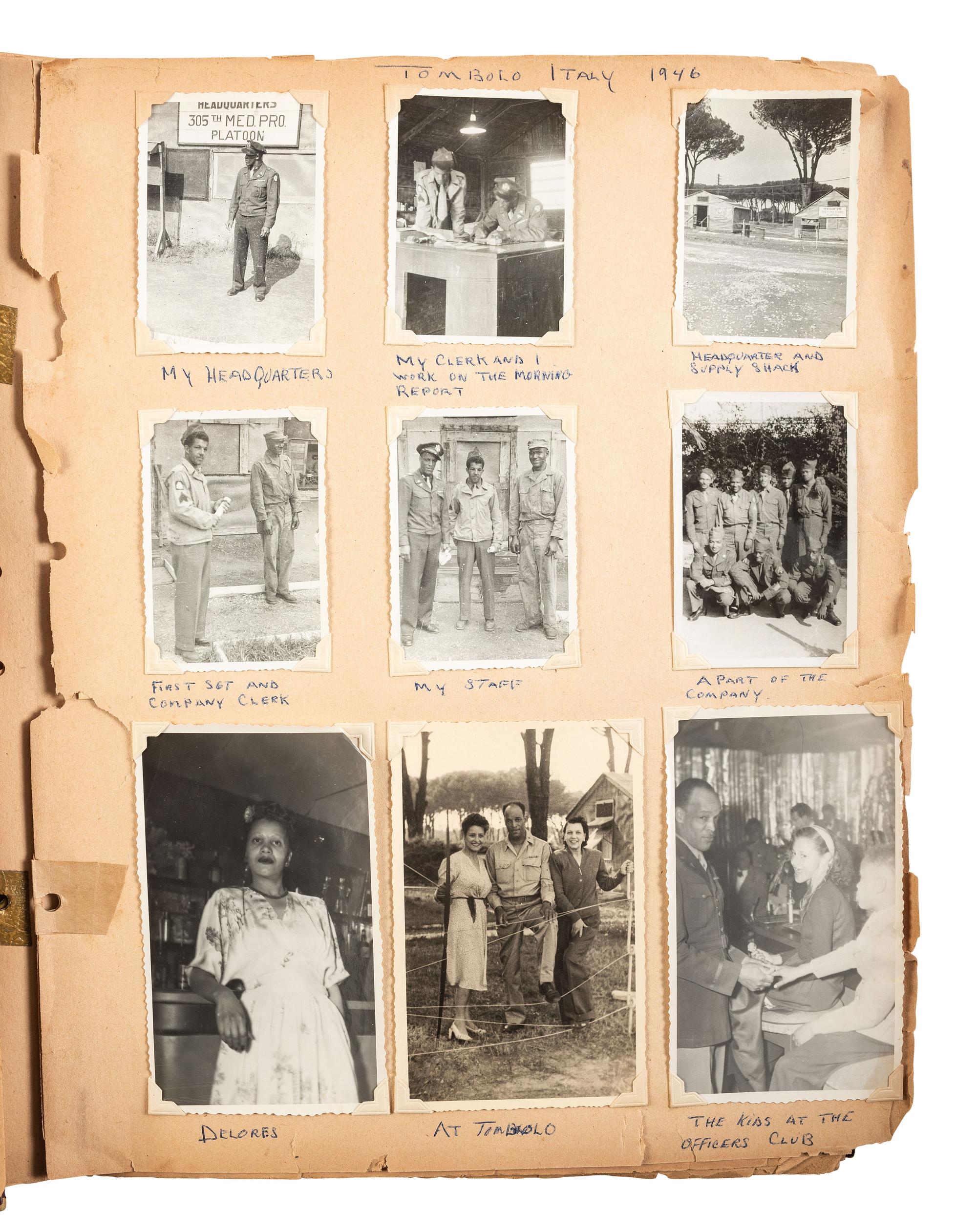[WORLD WAR II]. Archive identified to African American medical officer Captain Clark McRay Valentine, incl. photographs, documents, insignia, and related ephemera.