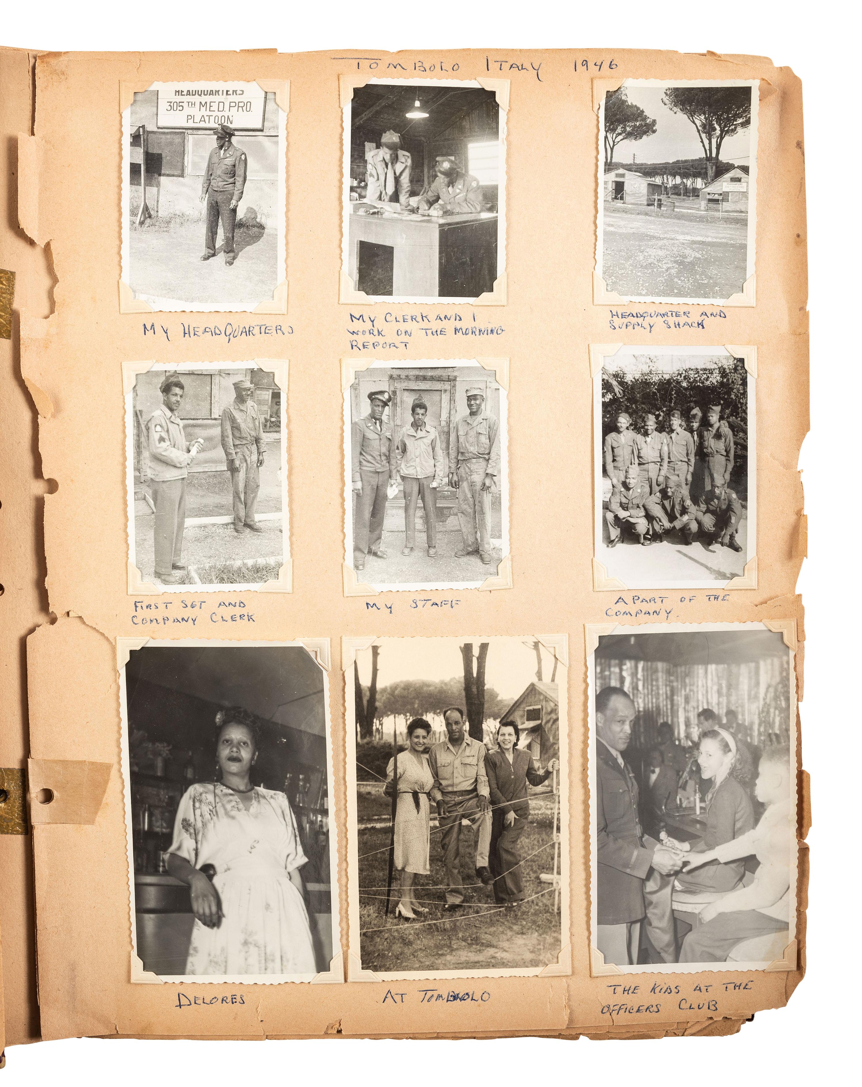 [WORLD WAR II]. Archive identified to African American medical officer Captain Clark McRay Valentine, incl. photographs, documents, insignia, and related ephemera.