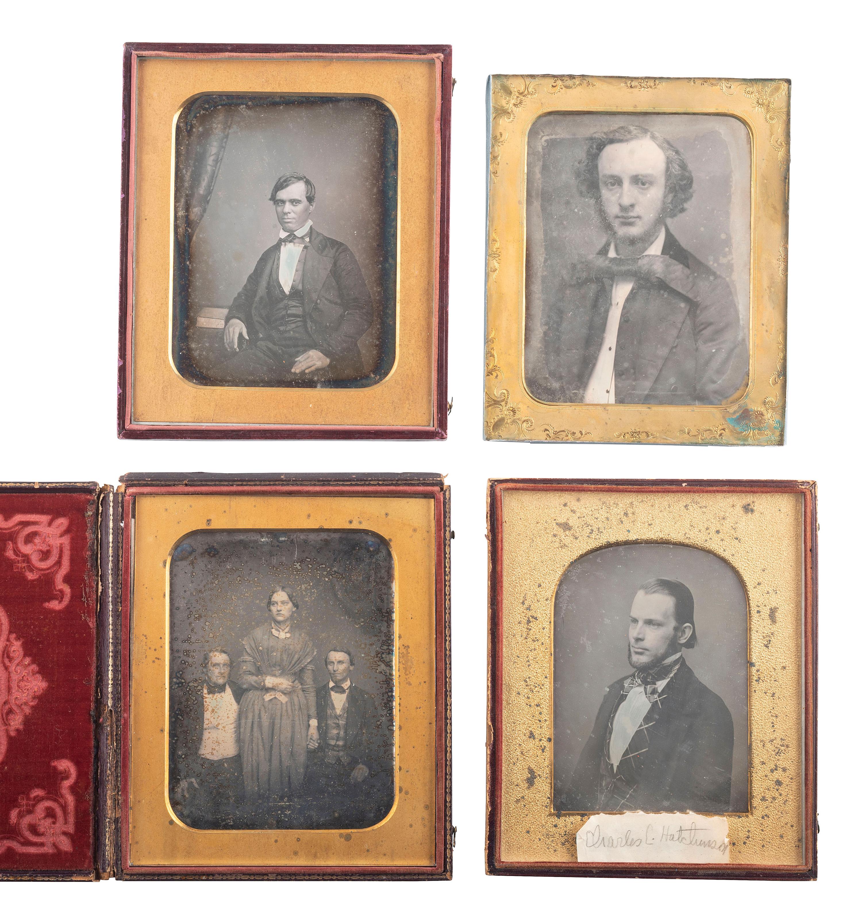 [EARLY PHOTOGRAPHY]. 4 oversized half plate daguerreotype portraits of men and women, including: