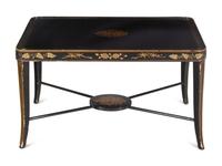 A Gilt-Decorated Ebonized Low Table