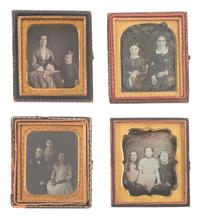 [EARLY PHOTOGRAPHY]. 11 daguerreotype and ambrotype portraits of pairs and trios of sitters.