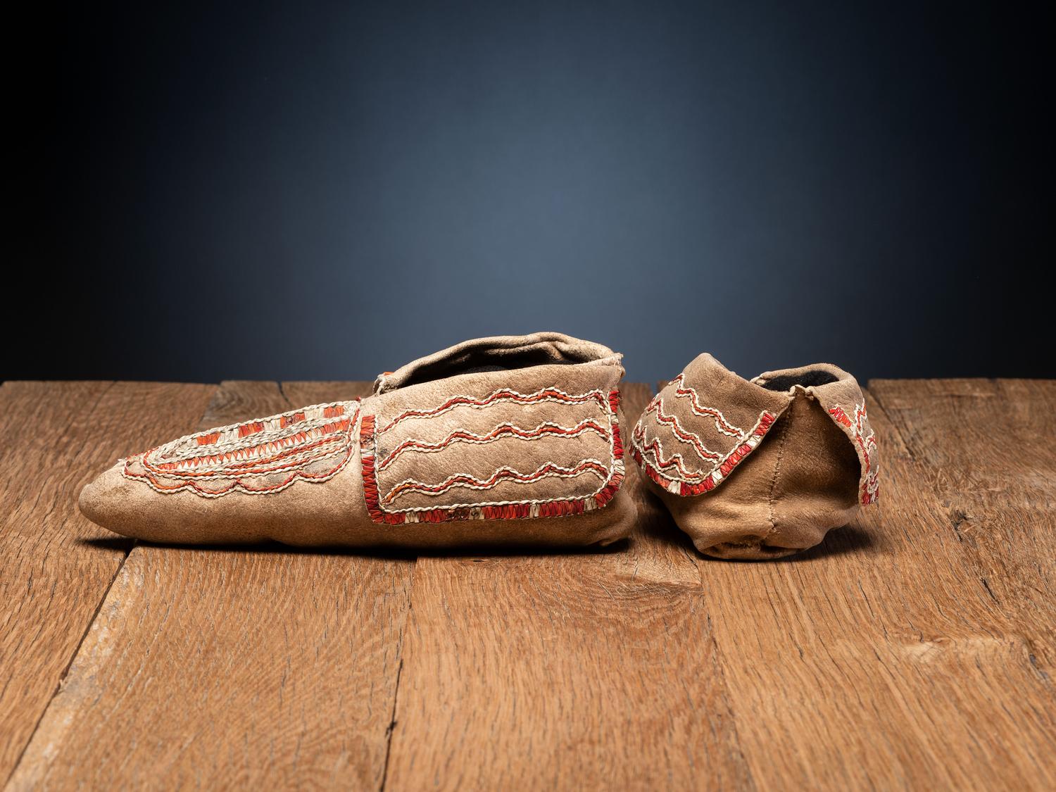 Seneca Quilled Hide Moccasins