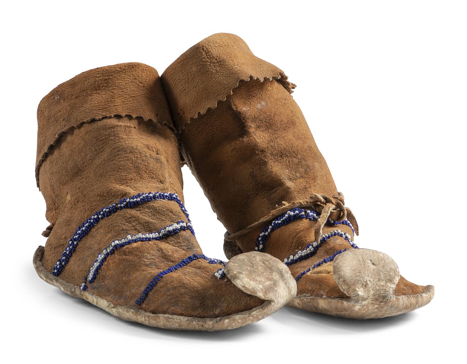Apache Beaded Hide Boot Moccasins, with Cactus Kickers