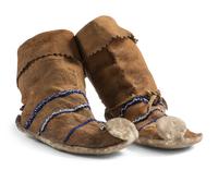 Apache Beaded Hide Boot Moccasins, with Cactus Kickers