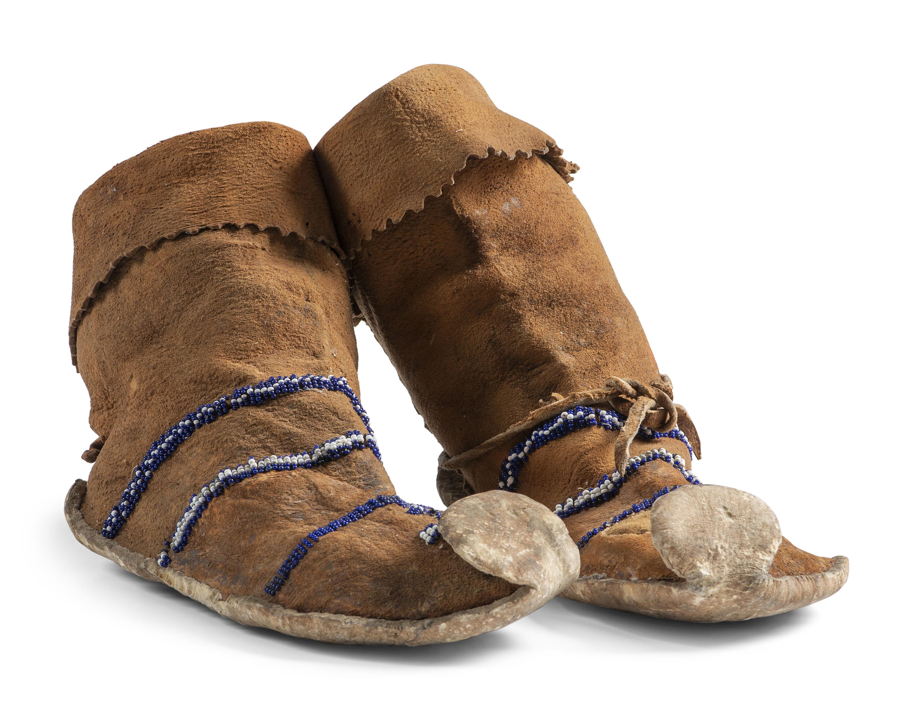 Apache Beaded Hide Boot Moccasins, with Cactus Kickers