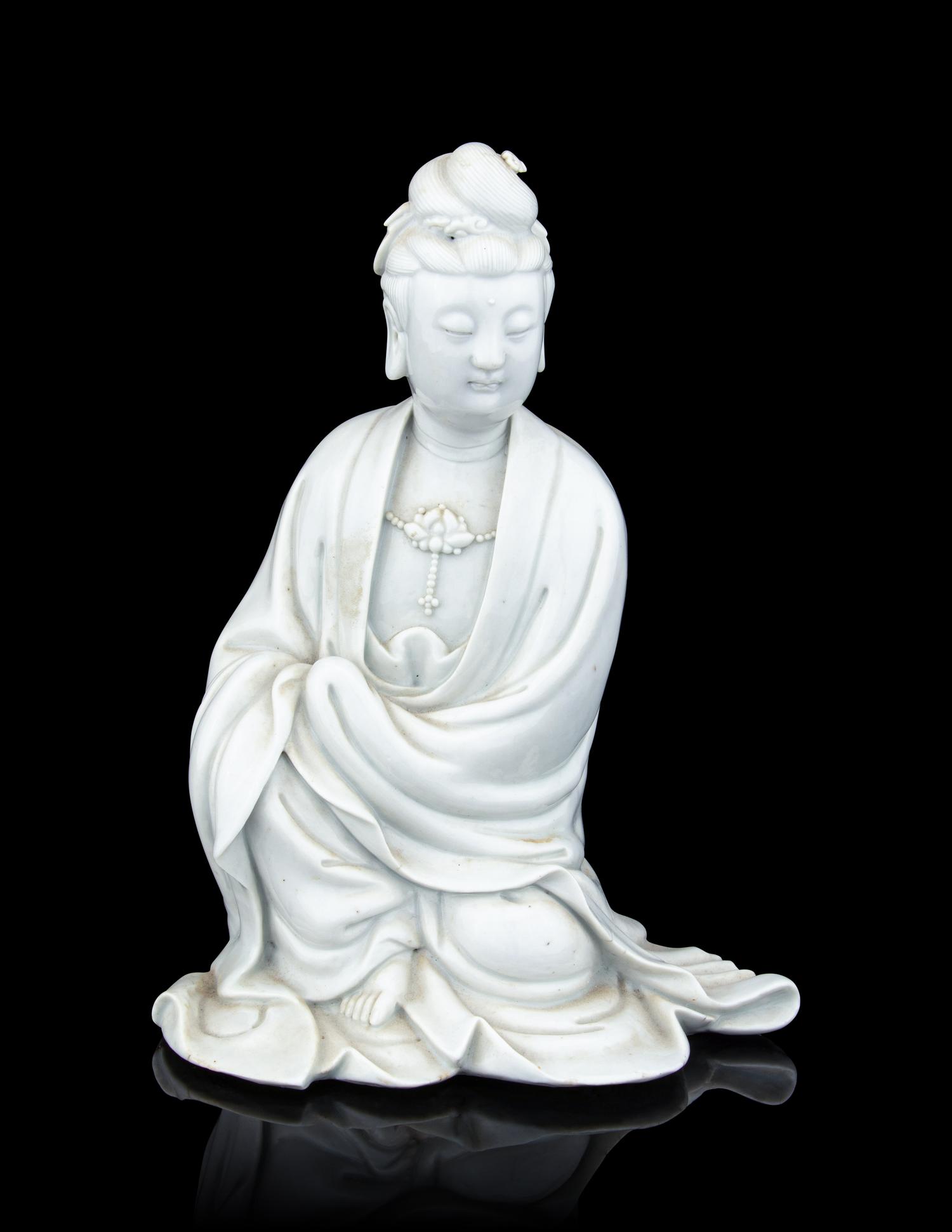 A Blanc-de-Chine Porcelain Figure of Guanyin