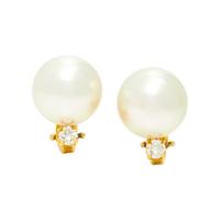 CARTIER, YELLOW GOLD, SOUTH SEA CULTURED PEARL, AND DIAMOND CLIP EARRINGS