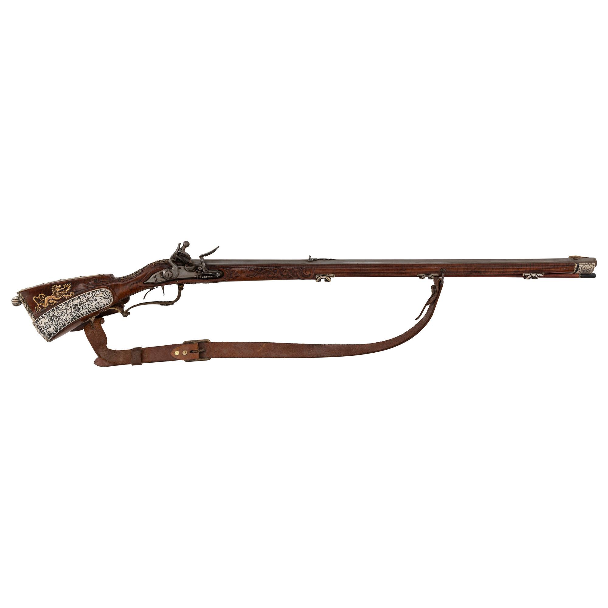 Contemporary Cheekstock Flintlock Rifle with Compass Inlay by John B. Derrick (American, b.1936)
