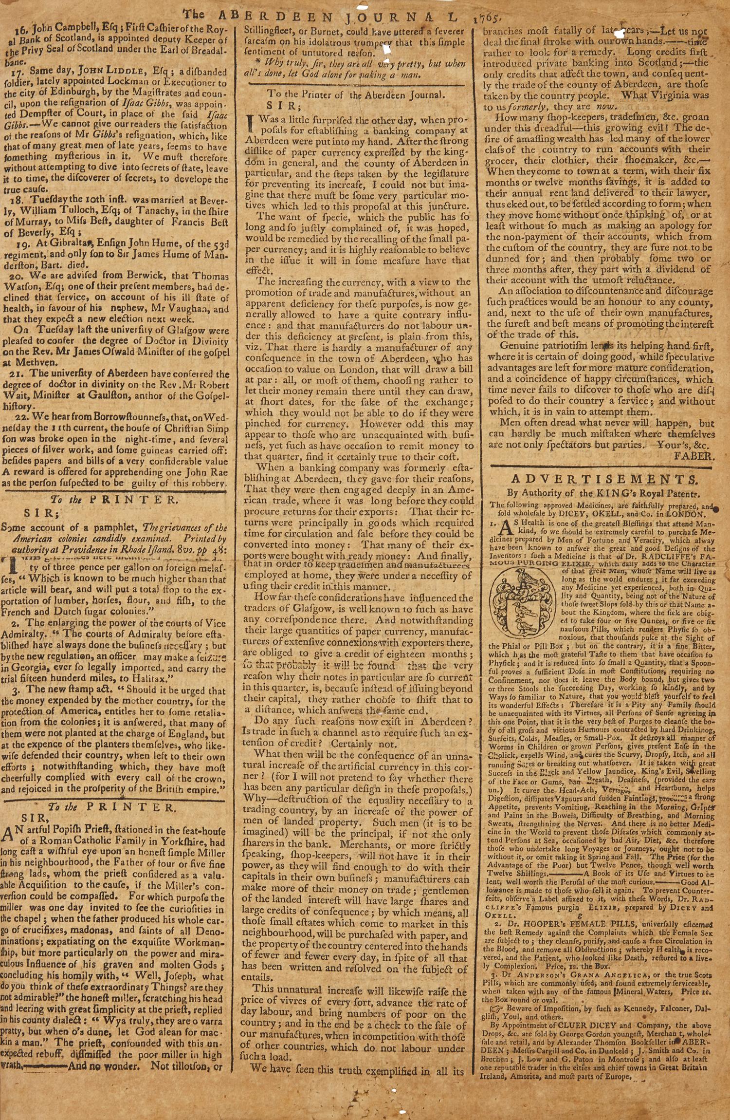 [American Revolution] An Article on the Publication of Stephen Hopkins's Influential Pamphlet Against the Stamp Act