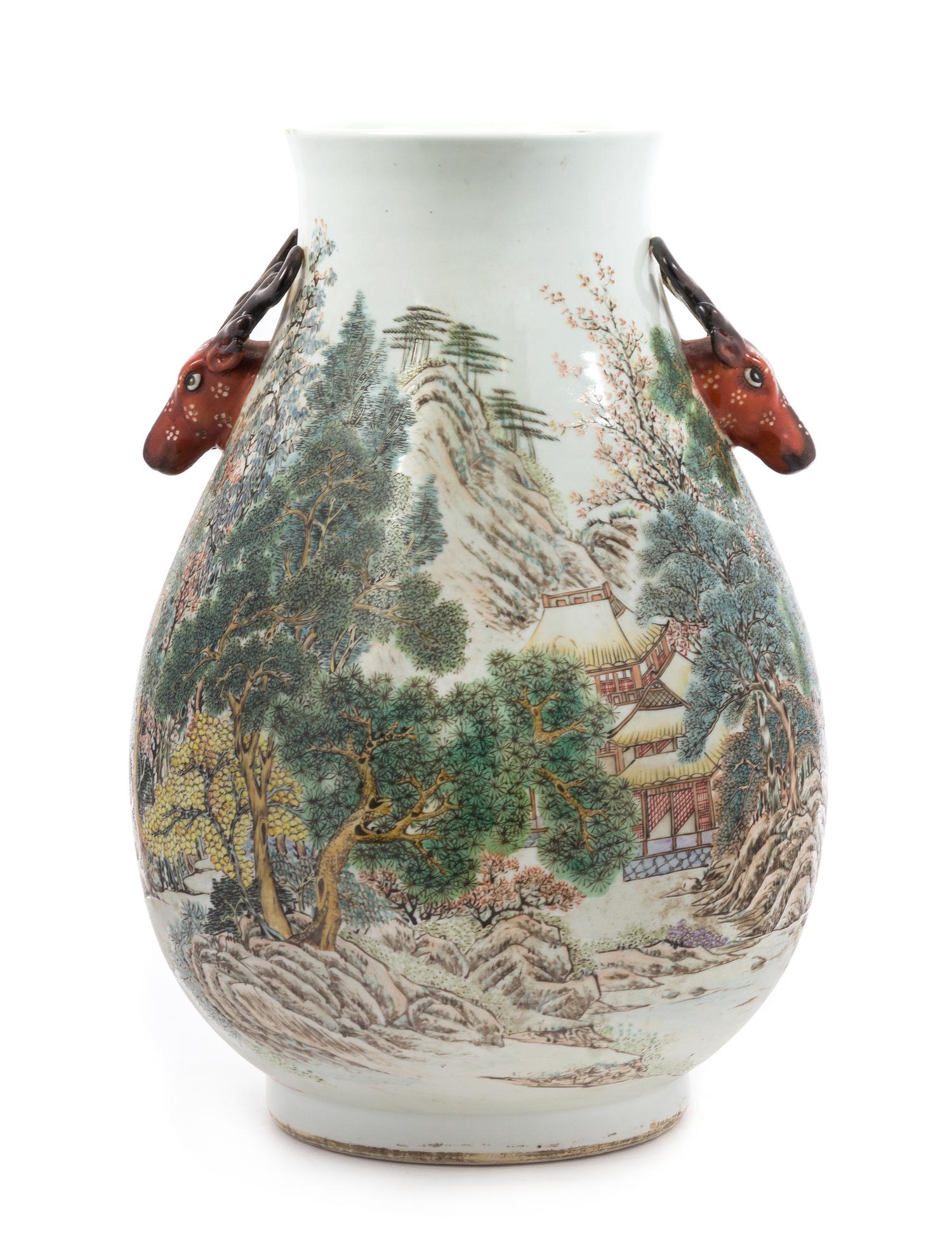 A Famille Rose Porcelain Jar Height 21 inches.