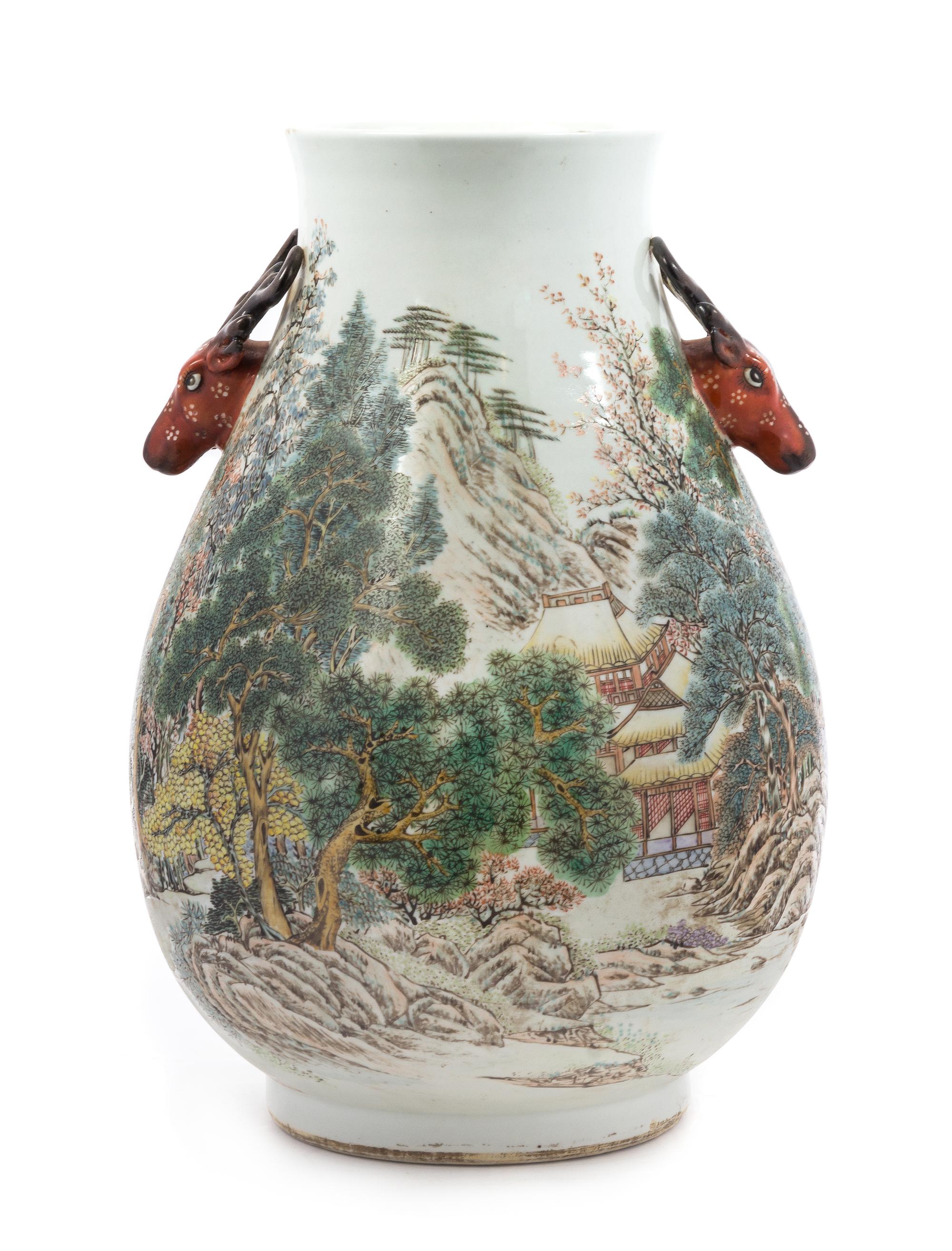 A Famille Rose Porcelain Jar Height 21 inches.