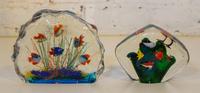 Two Aquarium Paperweights. Width of wider 7 1/4 inches.
