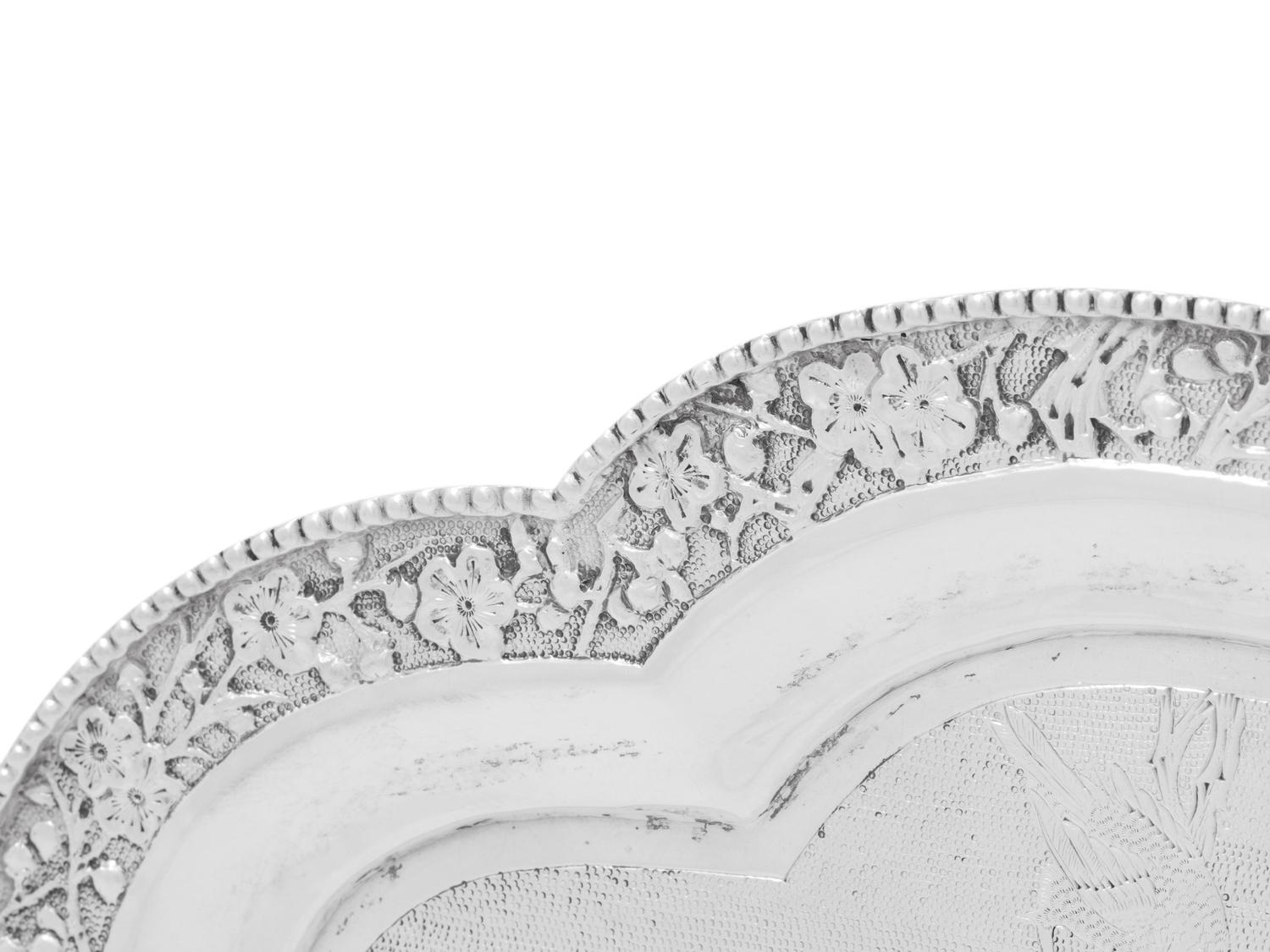 A Chinese Export Silver Card Tray