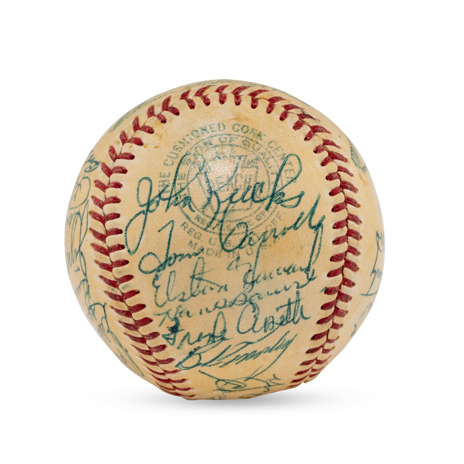 A 1955 New York Yankees Team Signed Autograph Baseball Featuring Mickey Mantle (Beckett Authentication Services Letter of Authenticity)