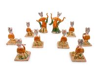 [APPROVED FOR DONATION] 10 Chinese Sancai Glazed Pottery Figures of Female Musicians and Dancers