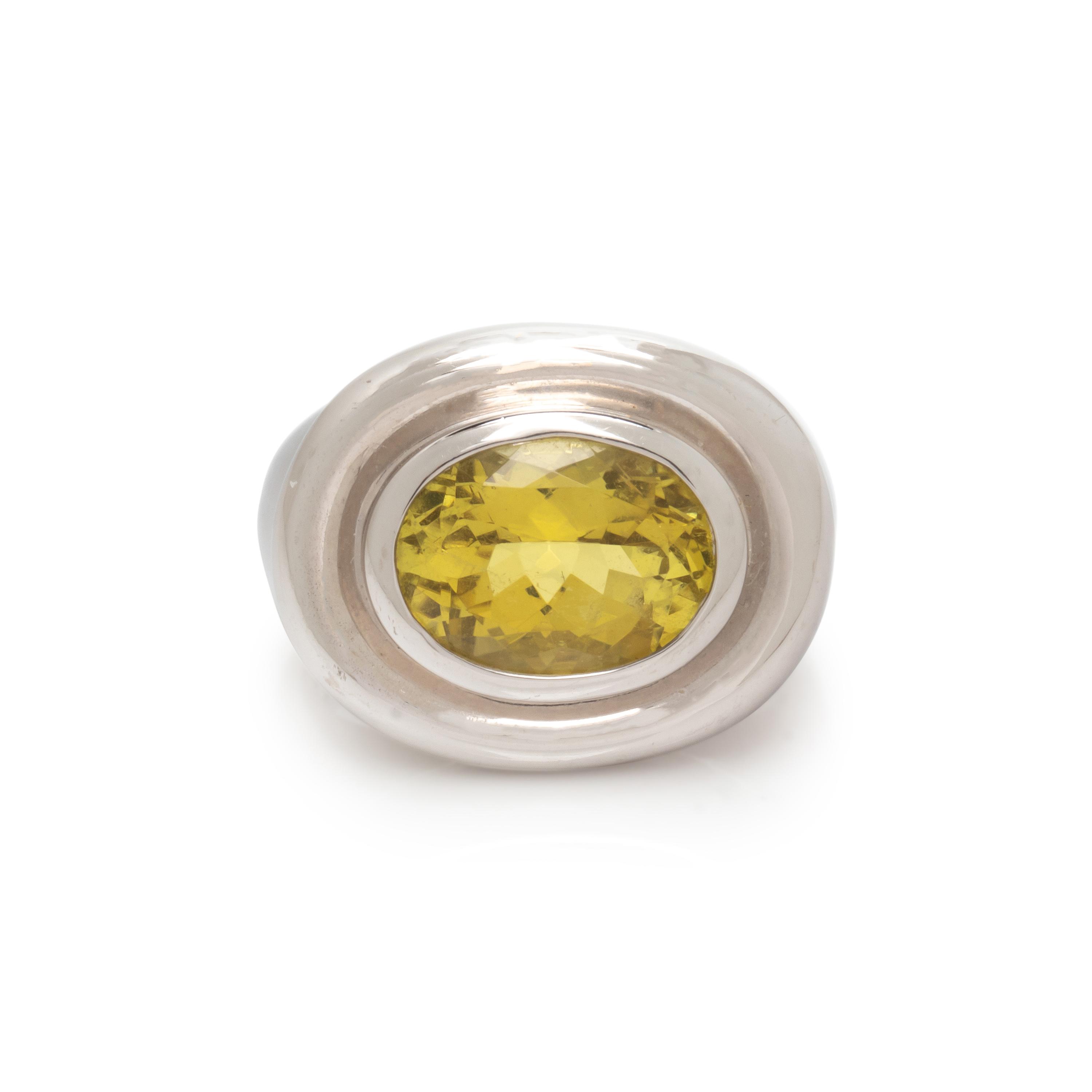 TIFFANY & CO., PALOMA PICASSO, WHITE GOLD AND YELLOW TOURMALINE RING