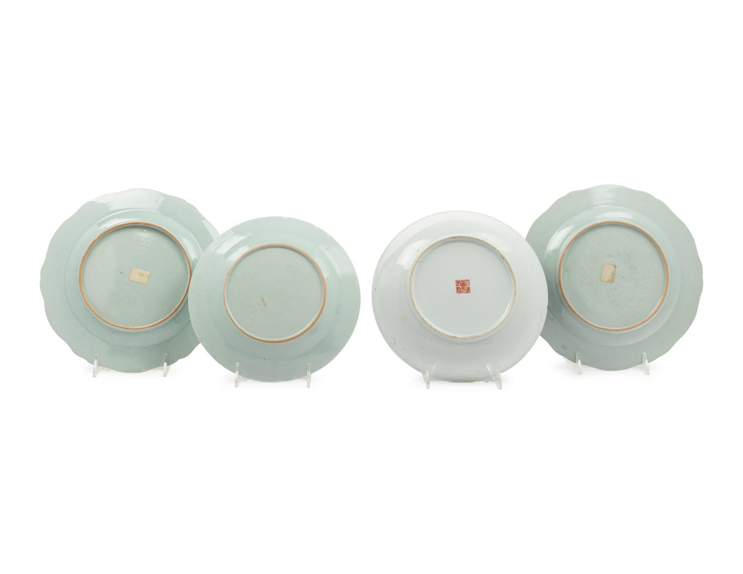 Four Chinese Famille Rose Porcelain Plates