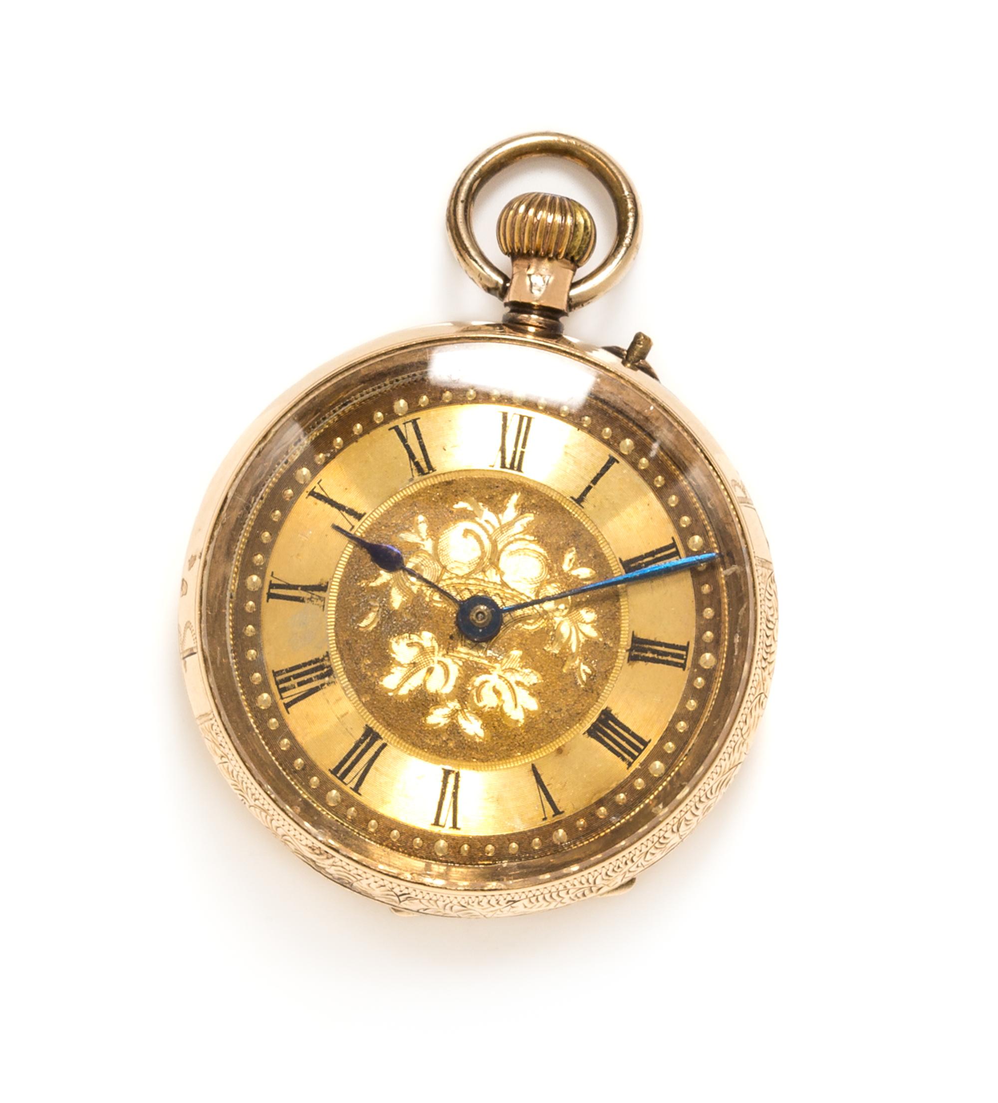 A 14 Karat Yellow Gold Open Face Pocket Watch, 18.70 dwts.