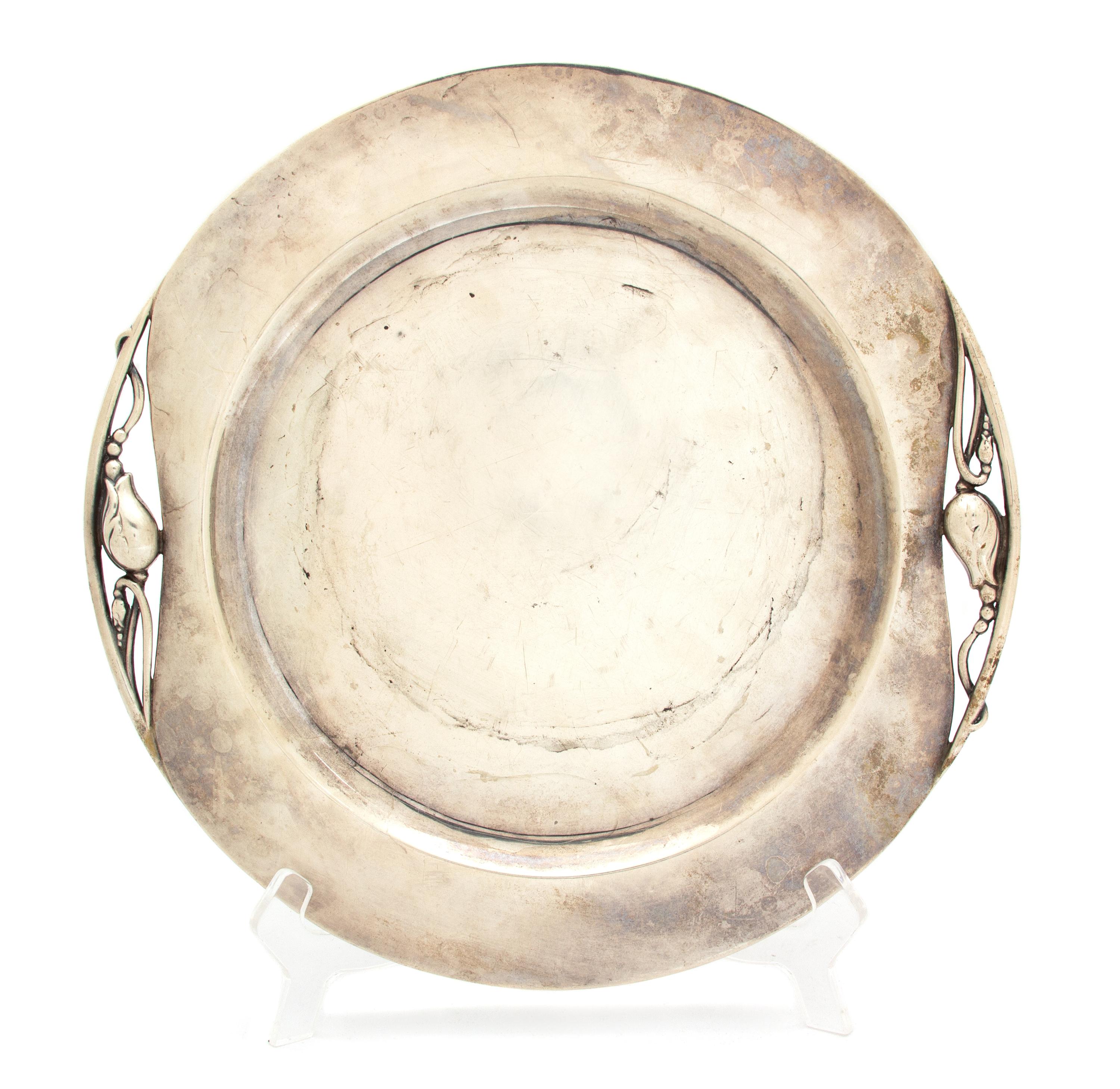 A Mexican Silver Plate, Maker Unknown, in the manner of Georg Jensen
