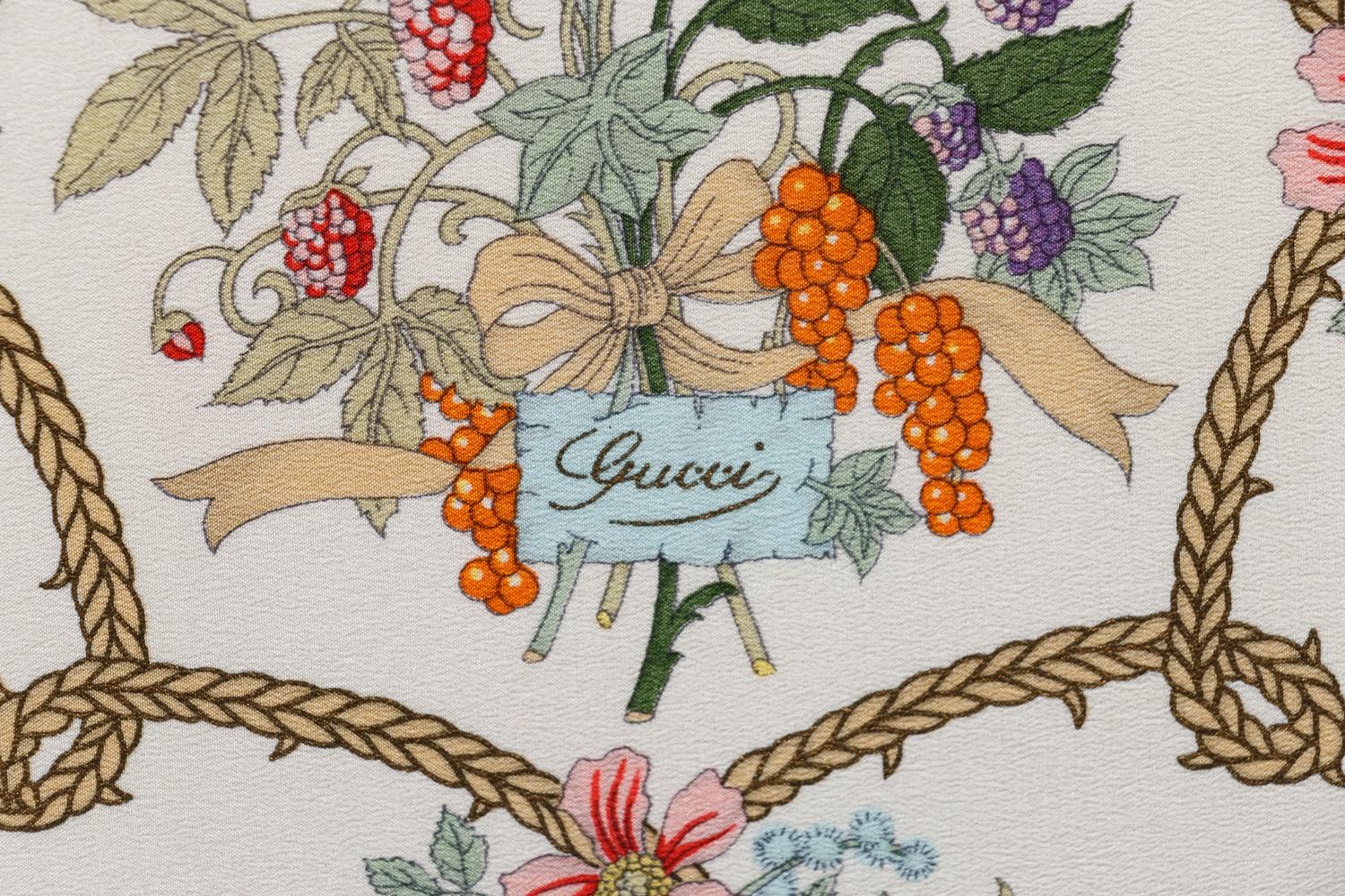 Two Framed Gucci Silk Scarves
