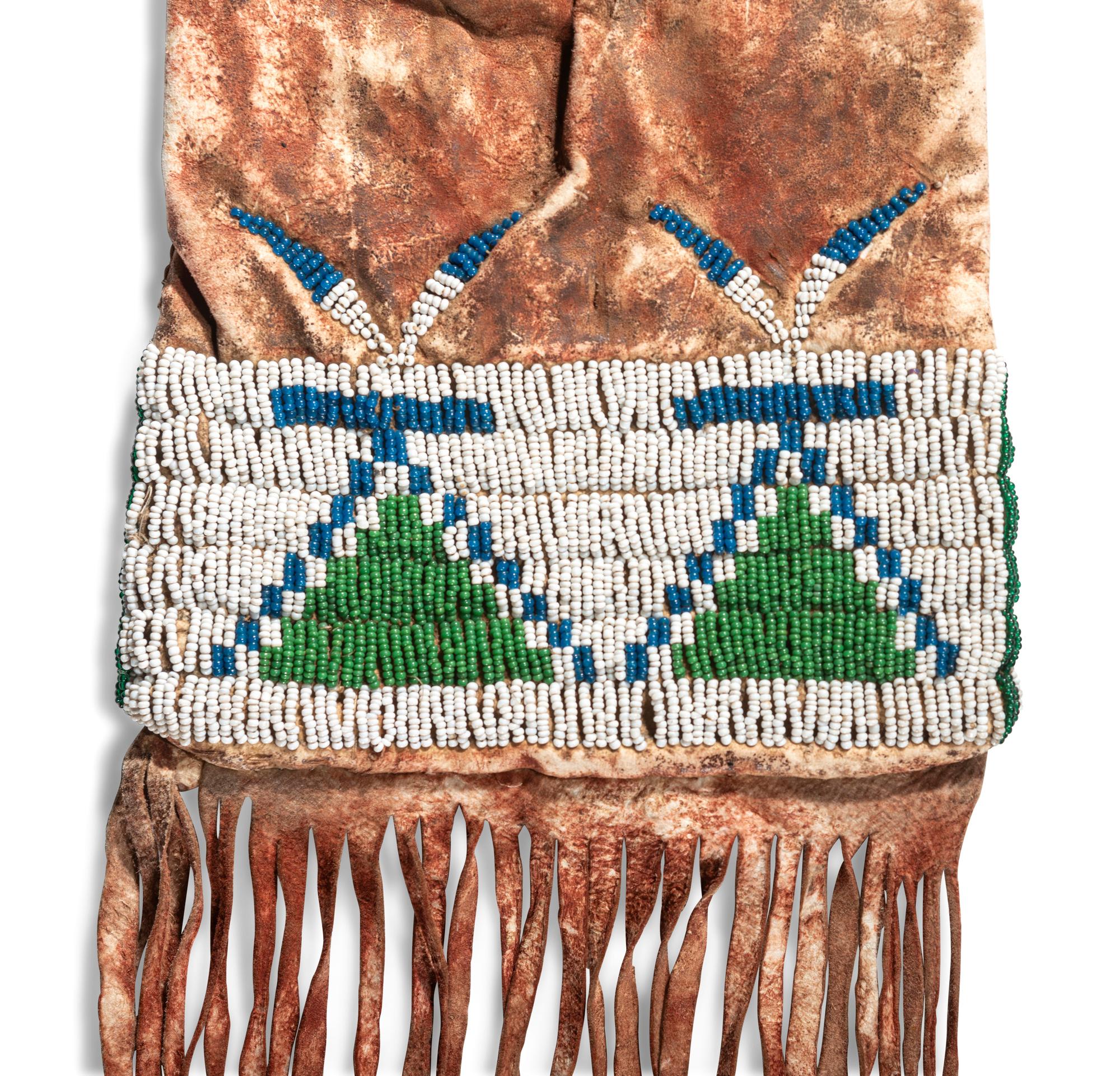 Northern Plains Beaded Hide Tobacco Bag
